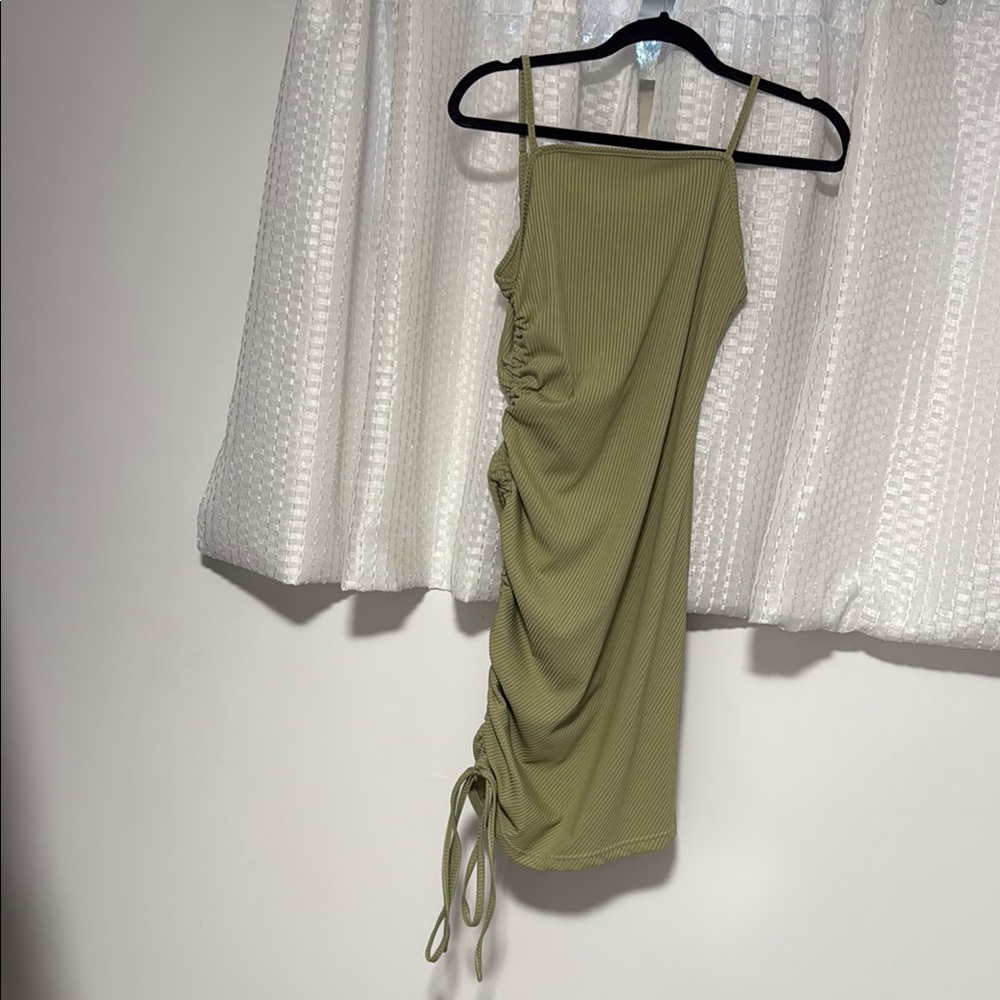 SHEIN Olive Green Ruched Dress